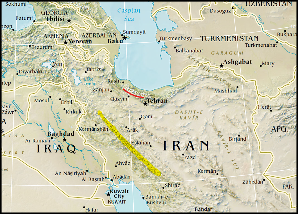 Elburz and Zagros Mountains in Iran