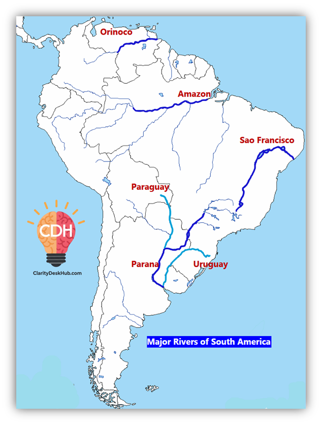Major Rivers of South America Map